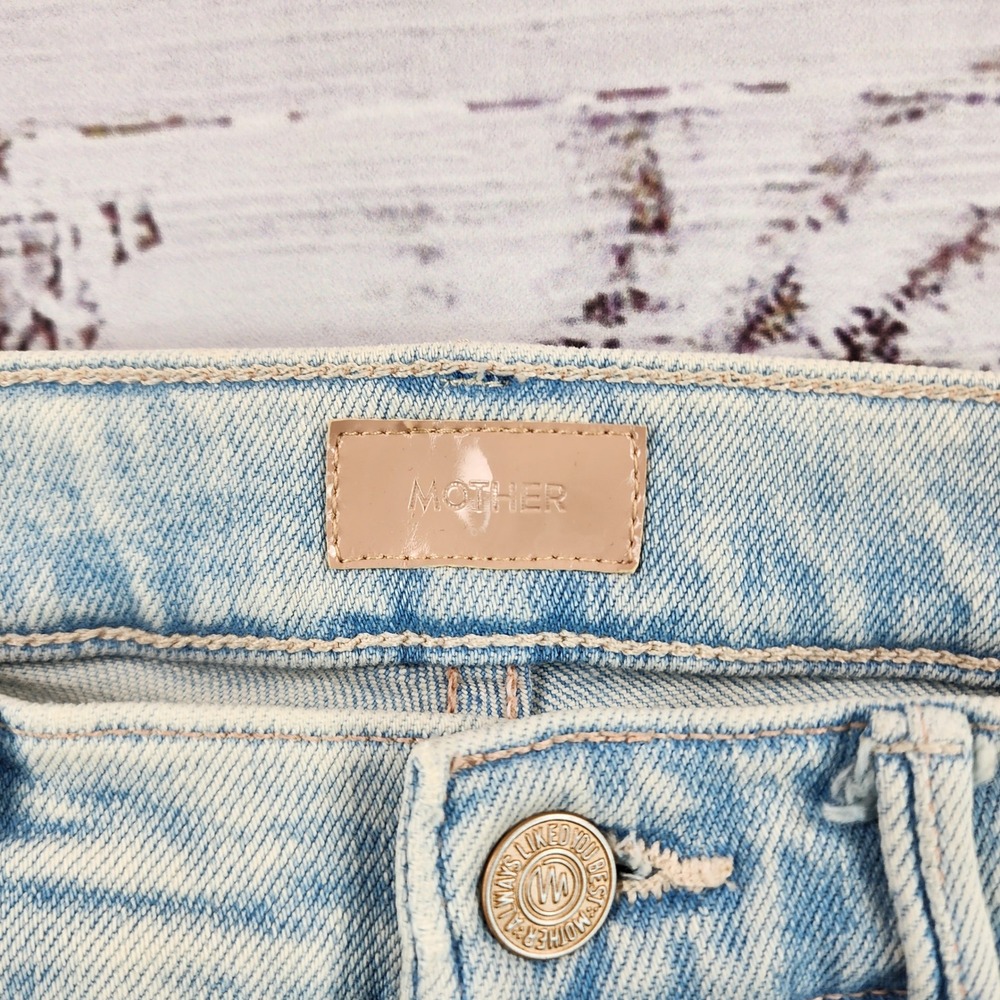 MOTHER The Insider Crop Step Fray Jeans Women 26 Smooth Sailing Light Wash - Picture 3 of 10
